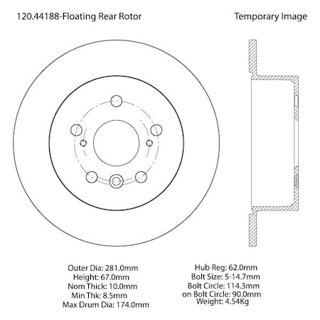 Centric Parts Premium Brake Rotor, 120.44188 120.44188